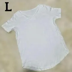 【antiqua】無地 Vネック 半袖Tシャツ ホワイト Lサイズのサムネイル