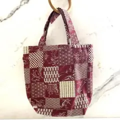 持ち手付き巾着袋 鳥獣戯画 巾着トートバッグ 御朱印帳袋 巾着袋 巾着バッグ 小