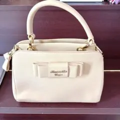 【訳あり】サマンサベガ　ベージュ リボン付き ハンドバッグ