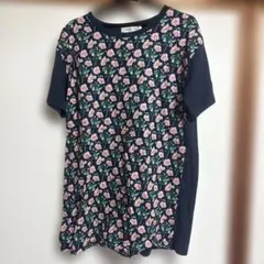 cherry lane 花柄 切り替え 半袖 カットソー ネイビー M しまむらのサムネイル
