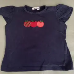 familiar リンゴ刺繍 ネイビー Tシャツ