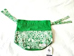 L'OCCITANE ロクシタン　花柄グリーンポーチ　巾着　ノベルティ