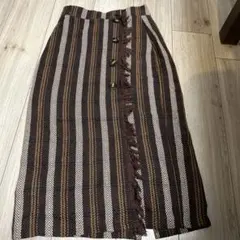 ストライプ柄タイトスカート フリンジ付き