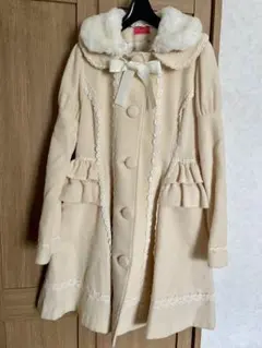 美品 InnocentWorld ブロンシュウールハーフコート M ミルクティー