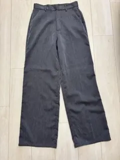 グレー ワイドパンツ ポリエステル混紡