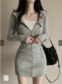 GRL ダブルポケットジップフードミニワンピース[ac2518]