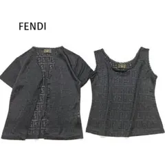 FENDI フェンディ アンサンブル 半袖 ノースリーブ ズッカ柄 M-L 黒のサムネイル