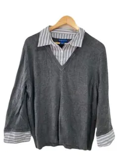 カレンスコット ニットXL グレー ボーダー 大きめ ゆったり オーバーサイズ