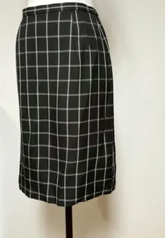新品未使用　黒　白　チェック 膝丈　タイトスカート