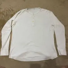 UNIQLO ワッフルヘンリーネック長袖Tシャツ ホワイト Lサイズ