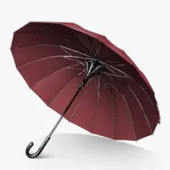 長傘 雨傘 自動開け メンズ レディース 収納カバー付き (ワインレッド)