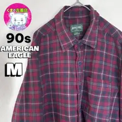 usa古着 90s AMERICAN EAGLE ネルシャツ M チェック 赤