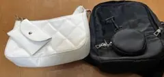 ホワイトキルティングバッグとブラックバッグセット