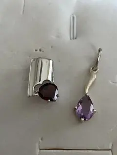 ハートガーネット&ライトアメジストペンダントヘッドセット