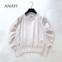 アナイ ANAYI ハイネックレイヤー プルオーバー ホワイト 白タグ 