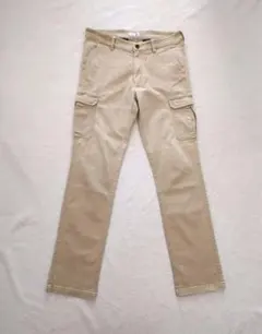 メンズL　ルコックゴルフパンツ　ベージュ　カーゴ　コットン　ストレッチ