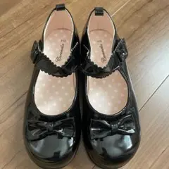 黒 リボン付き フォーマルシューズ