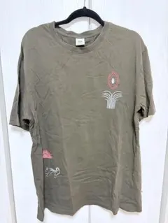 ZARA Tシャツ ブラウン　刺繍　プリント Lサイズのサムネイル