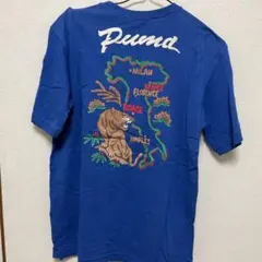 『中古』PUMA イタリア地図 タイガー刺繍 Tシャツ ブルーのサムネイル