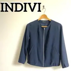 INDIVI ネイビー ジップアップジャケット M