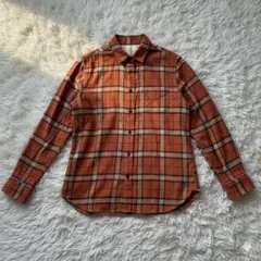 オレンジ系長袖チェックネルシャツ【S】