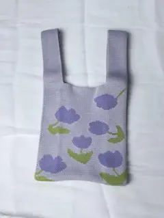花柄エコバッグ 薄紫色