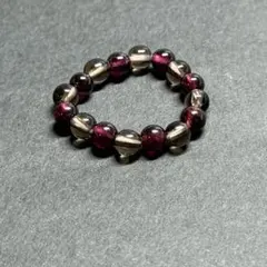 BR1158 天然石パワーストーン ビーズリング ガーネット スモーキークォーツ