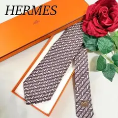 エルメス 美品 ネクタイ シルク マイクロチェック赤 758738T 大剣9cm