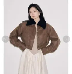 Mila Owen ステンカラーフェイクレザーブルゾン ダークブラウン0 新品
