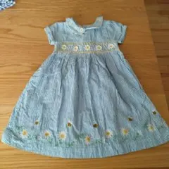 JoJo Maman Bébé　ストライプミツバチ刺繍ワンピース2-3yのサムネイル