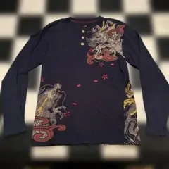 彩がたり　dragon print long-sleeved t-shirt