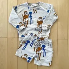 mini rodini 猿プリントトレーナーショートパンツセット104-110