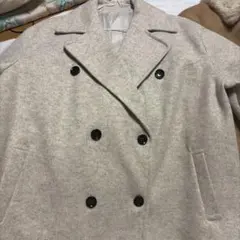 ライトグレー ダブルブレスト ピーコート