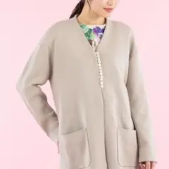Rose Tiara ローズティアラ パールボタンニットロングカーディガン42