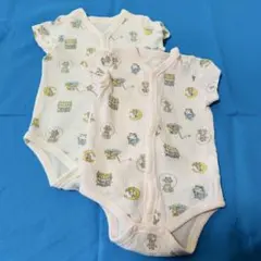 西松屋 前開き ロンパース 2枚セット 60サイズ クマ・ウサギ柄 ワッフル生地