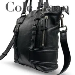 【美品】コールハーン　2way ショルダーバッグ　トート　レザー　黒　チャーム