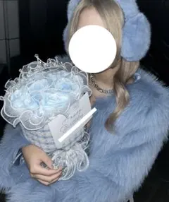 SHEIN ライトブルー ファーコート