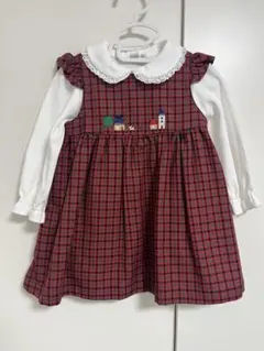 familiar チェック柄 ワンピース 80 ブラウスセット