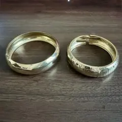 ゴールドカラー バングル ブレスレット 2点セット