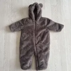 ブラウン クマ耳付きフリースジャンプスーツ