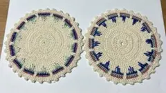 フランスビンテージ　クロシェレースミニドイリー　2枚セットB