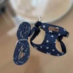 ネイビー星柄ハーネス・リードセット