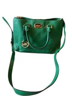 MICHAEL KORS グリーン レザーハンドバッグ ショルダー付き