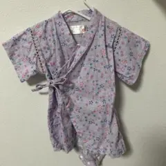 薄紫色 花柄 甚平 70cm