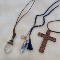 ネックレス 3点セット 天然石 クロス