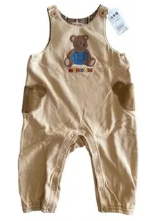 【新品】ミキハウス　クマ刺繍 オーバーオール L（90-100cm）ベージュ