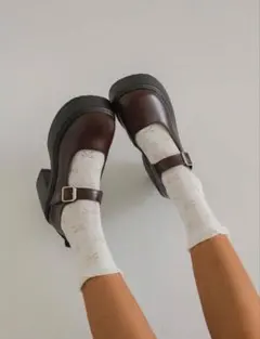 SHEIN チャンキーハイヒール フレンチヴィンテージ メリージェーンシューズ