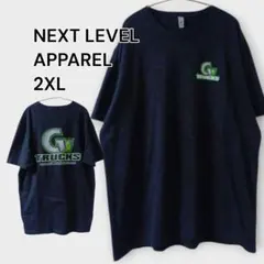 NEXT LEVEL APPAREL／ ロゴプリントTシャツ／2XL／ブラック