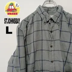 usa古着 ST.JOHN'S BAY ネルシャツL　グレー ネイビー　チェック