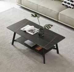 【送料込】ローテーブル ブラック 人工大理石風